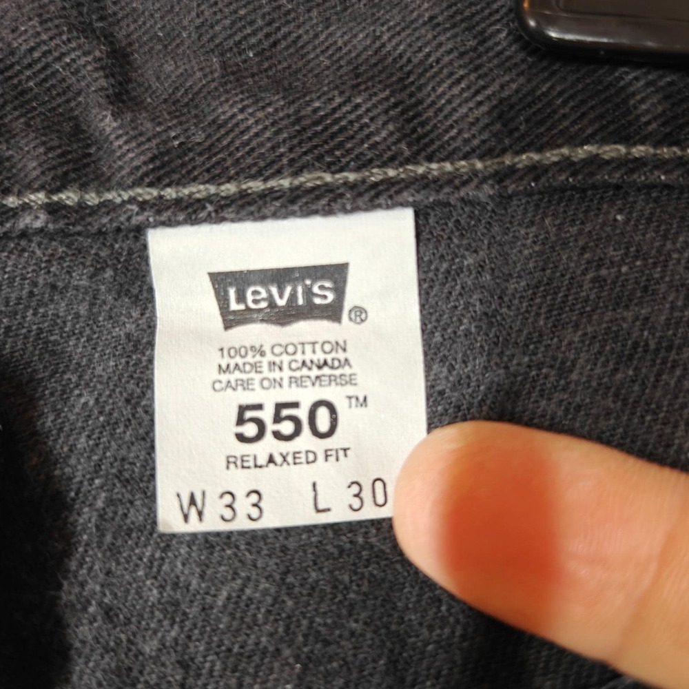 Vintage Levi's 550 Black Relaxed Fit Jeans Canada Black Men's 33x30 (Fits 32x30) - Picture 7 of 16